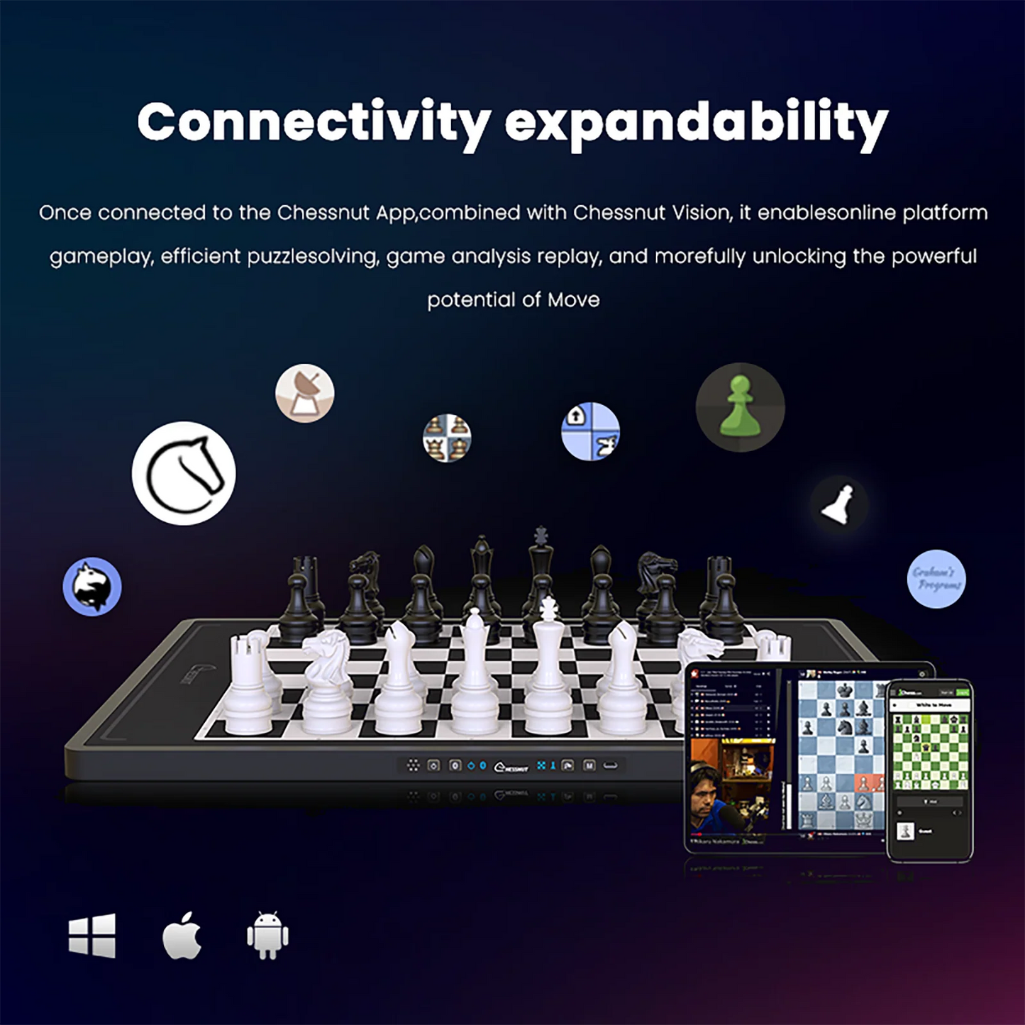 AI Robotic Chessboard with Wooden Pieces